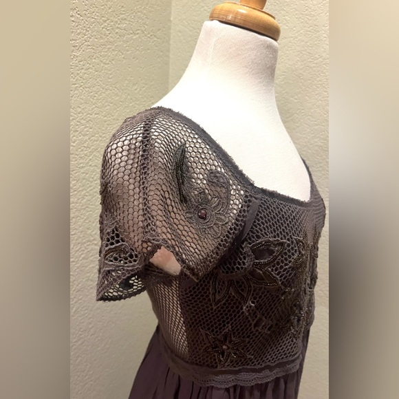 VTG Free People Embellished Lace Beaded Midi Hi Lo Dress S - Picture 6 of 12